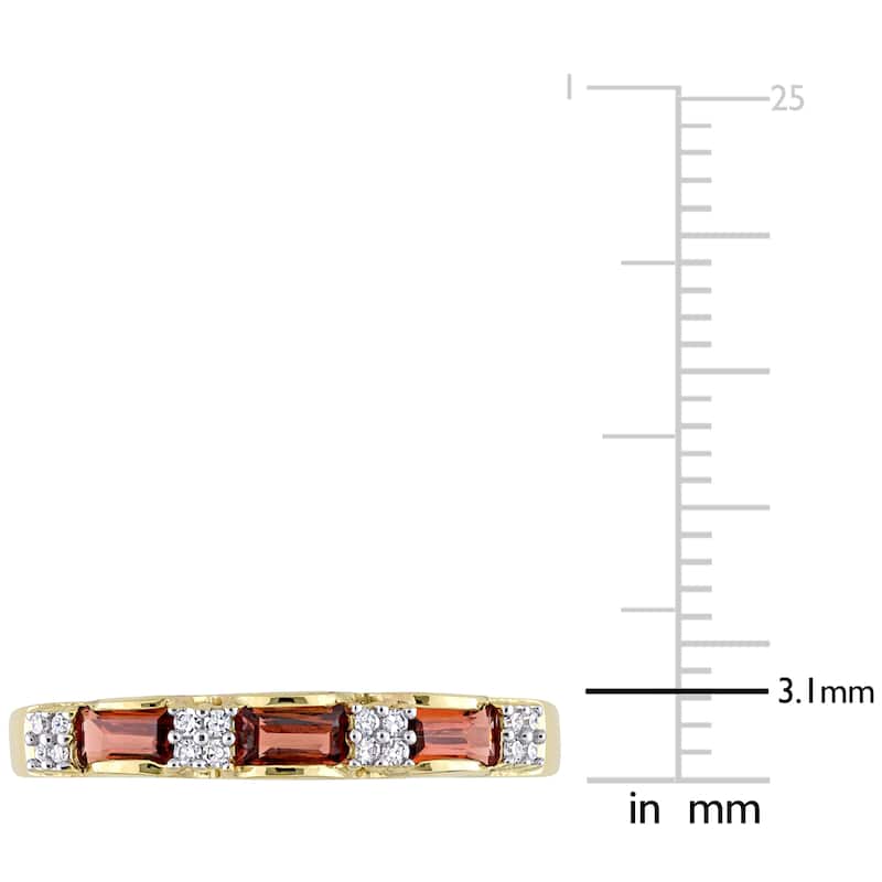 Miadora 10k Yellow Gold Baguette-cut Garnet & Diamond Accent Stackable Eternity Wedding Band Ring
