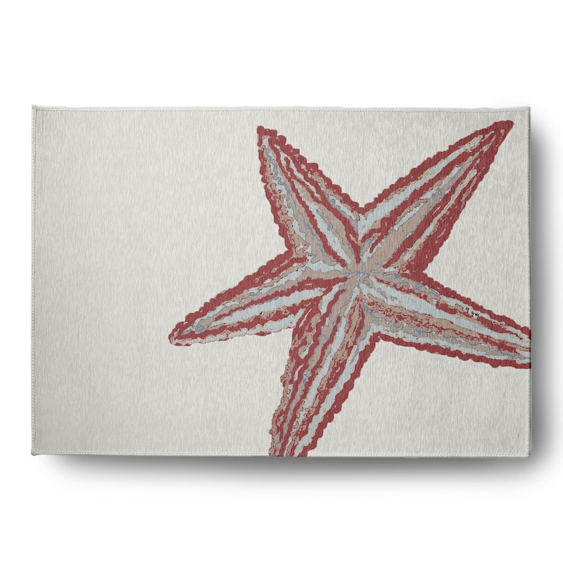 Large Starfish Nautical Indoor/Outdoor Rug - Ligonberry Red - 5' x 7'