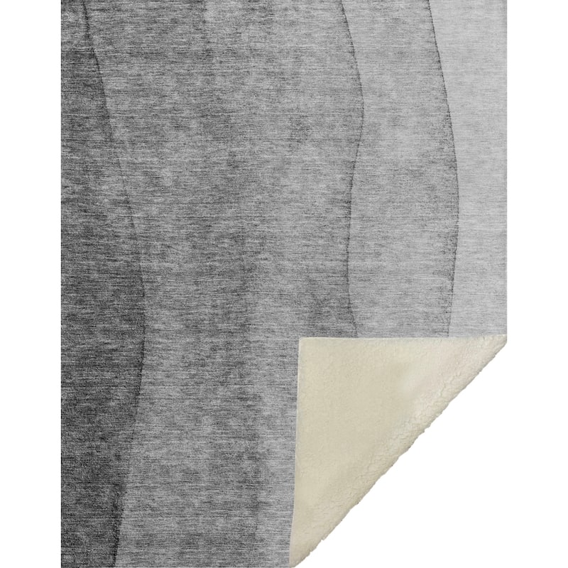 Premium Machine Washable Contemporary Ombre Sherpa Throw Blanket