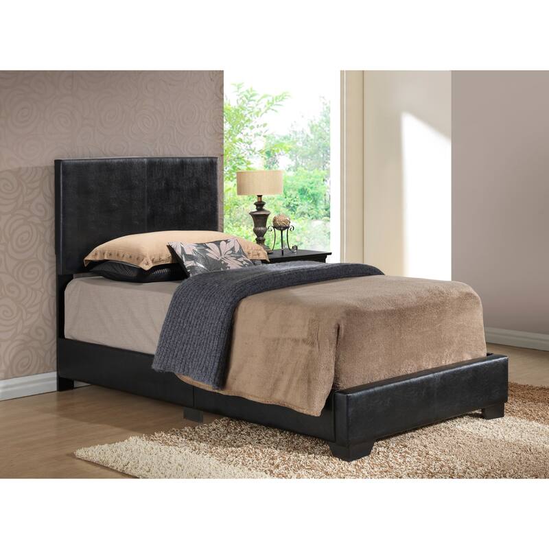 Twin Size PU Platform Bed with Foam Filler and Easy Assembly - Black