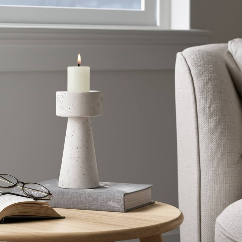 Pottery Taper Holder Cylindrical Top and Conical Base Design for Home