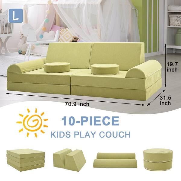 dimension image slide 0 of 3, DoCred Kids Play Couch Sofa Set, Modular Toddler Sofa