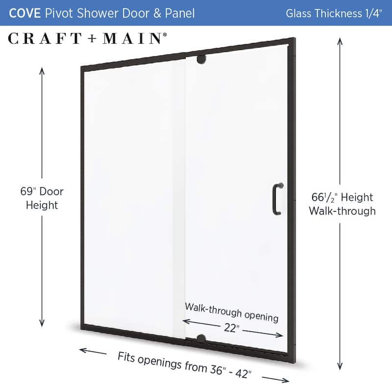 CRAFT + MAIN CVDP4269-CL Cove 69" High x 42" Wide Pivot Semi Frameless