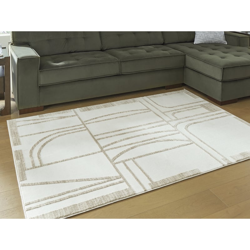 Signature Design by Ashley Farongrove Beige/White Area Rug - 63" W x  86" D x  0.5" H