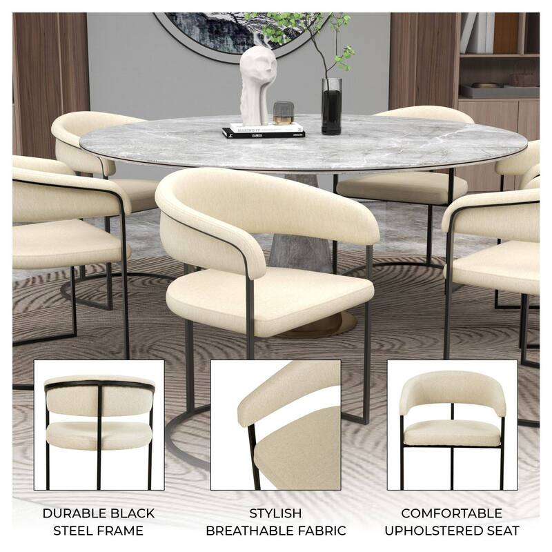 LeisureMod Set of 2 Aero Upholstered in Leather Dining Chair in Iron Accent Armchair in Polyester for Home & Kitchen