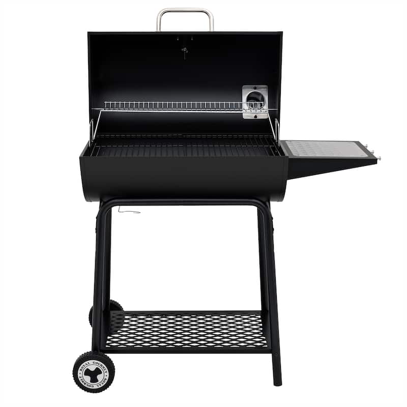 Royal Gourmet CC1830 30-Inch Barrel Charcoal Grill with Side Table, 627 Square Inches, Black