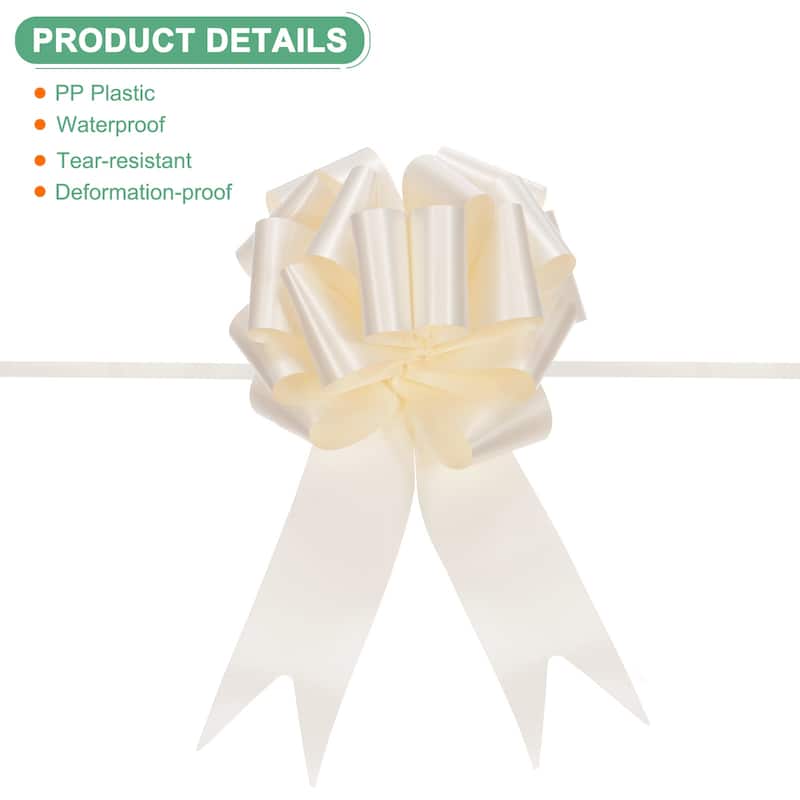 20pcs Large Pull Bow 10 Inch Flower Bows for Wedding Baskets - Cream