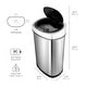 preview thumbnail 8 of 7, NINESTARS Motion Sensor Stainless Steel 2-in-1 Combo Bathroom/ Kitchen Trash Can Set CB-50-9/8-1