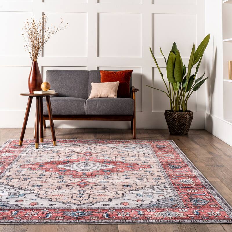 Nuloom Melanie SpinClean Transitional Medallion Machine Washable Area Rug