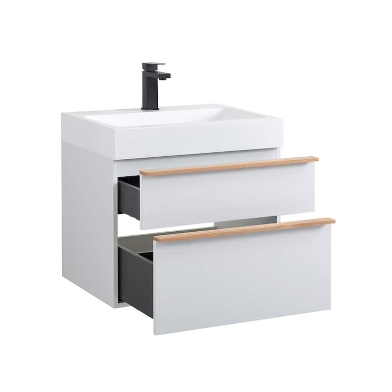 Wall Mounted Bathroom Vanity with Integrated Acrylic Sink
