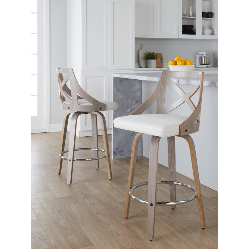 The Gray Barn Charlotte 26" Fixed-Height Counter Stool with Bent Wood Legs (Set of 2)