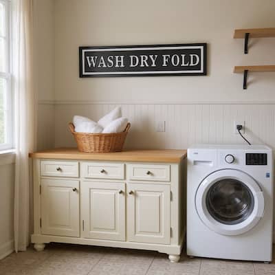 HomeRoots 10" X 36" Black And White Wash Dry Fold Metal Wall Decor