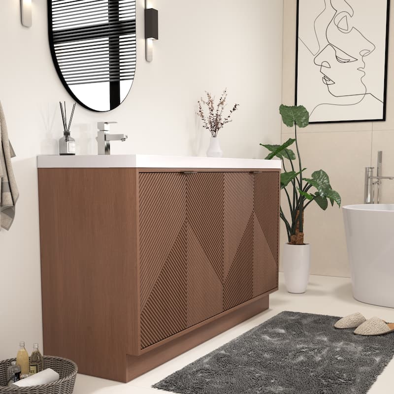 Milano 60" Freestanding Bathroom Vanity with Left White Sink