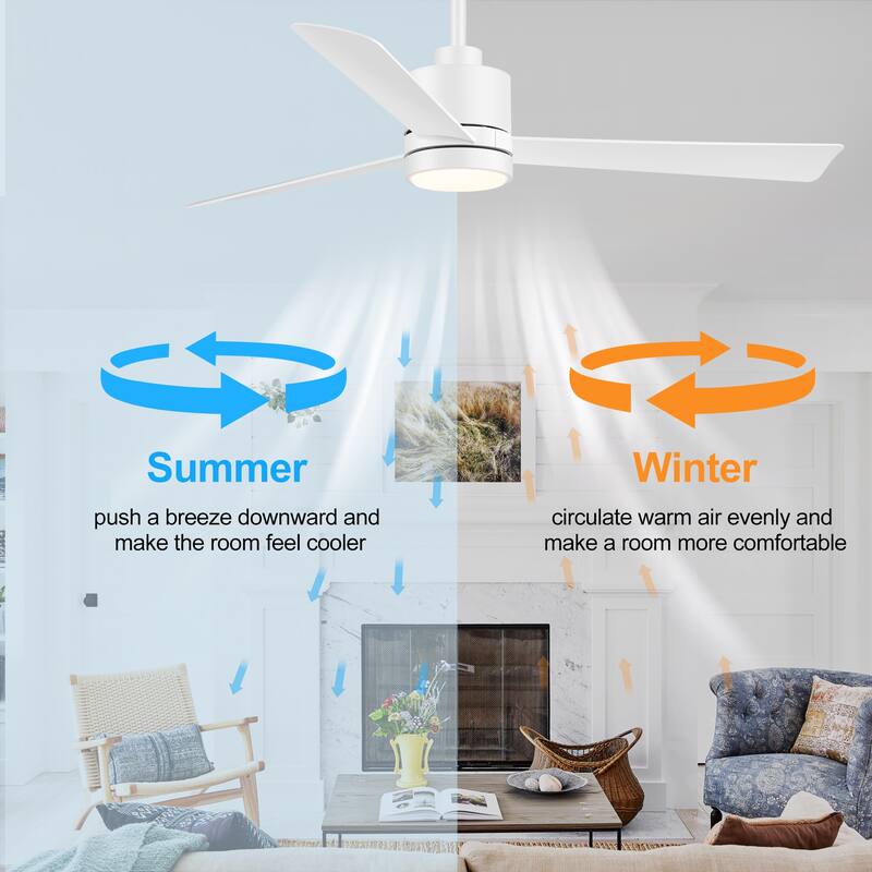 52 in. Integrated LED Indoor Black/White Ceiling Fan with Light and Remote Control Included