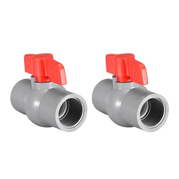 PVC Ball Valve Water Pipe Threaded Ends 1-1//4/" Inner Hole Diameter Red Gray