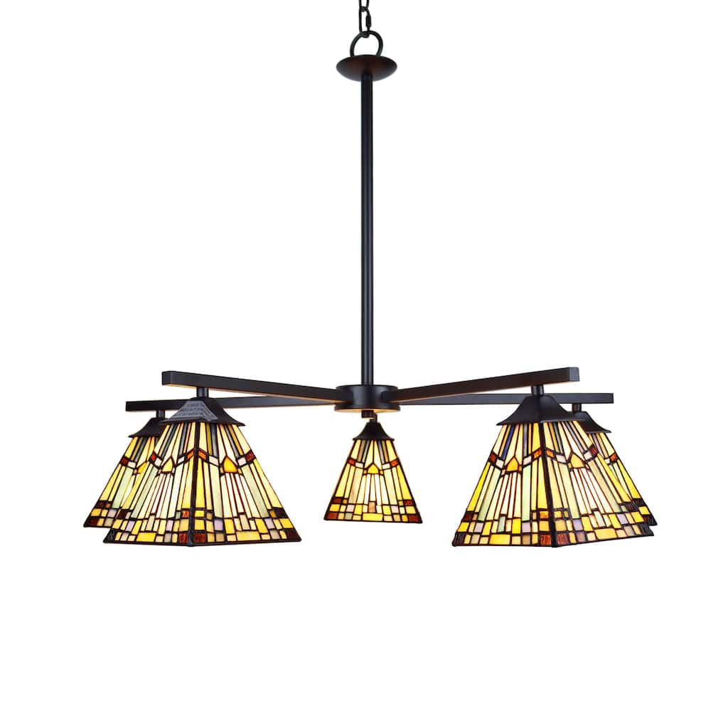 Tiffany-Style Mission Design 5-light Blackish Bronze Chandelier