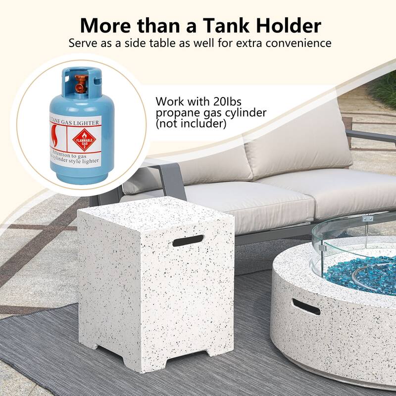 Propane Outdoor Fire Pit With Tank Table, Wind Glass