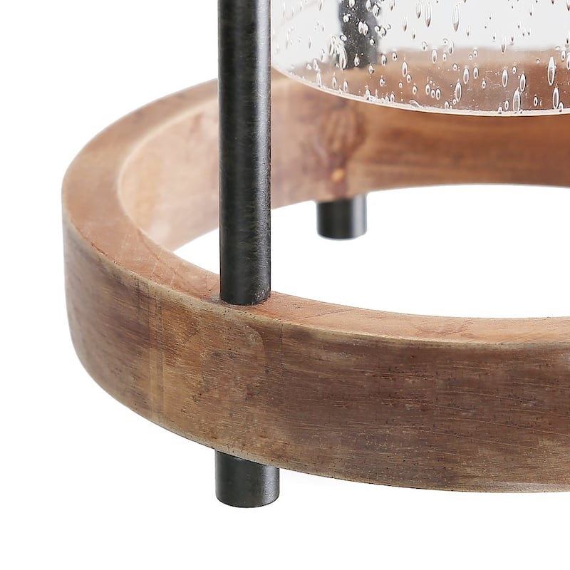 Anmytek Farmhouse 1-Light Black Cage Pendant Light Cylinder Glass Kitchen Island Lights for Dining Room - 7.1"D x 14.5" H