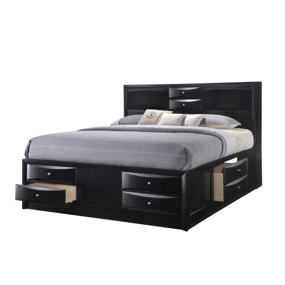 Captain's Bed Solid Wood Extra Storage Drawers Platform Bed 1pc Bed