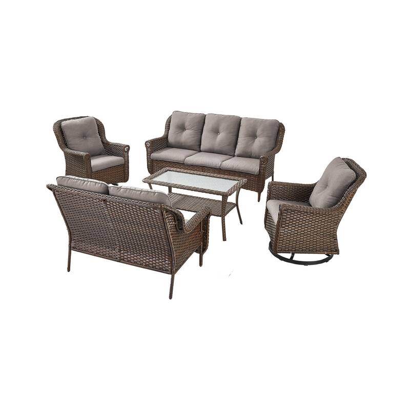 Pocassy Wicker Patio Conversation Set for Backyard