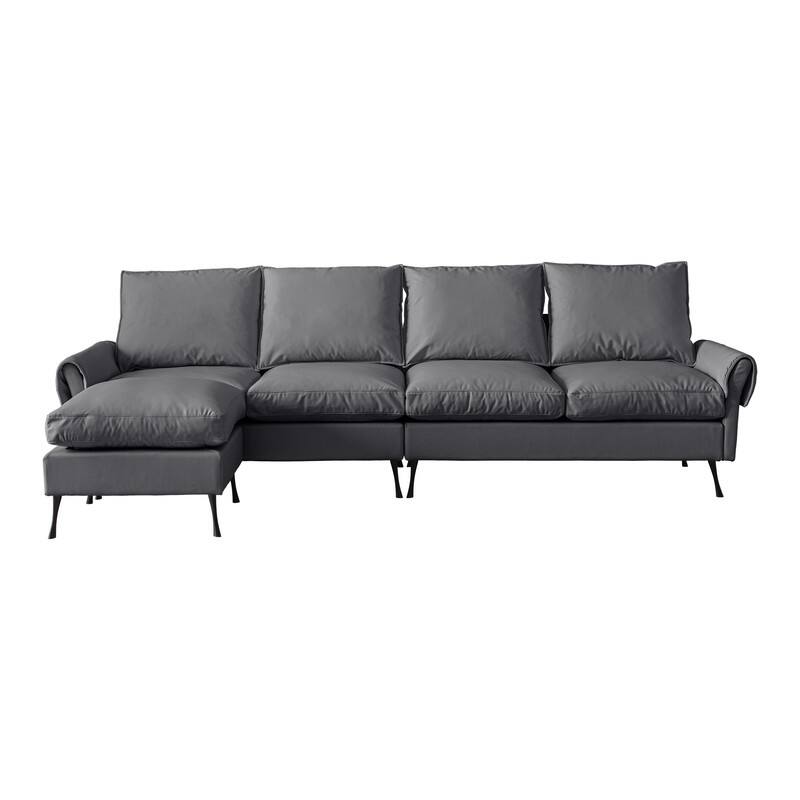 104.5" Modern Technical leather L Shaped Sofa with Convertible Ottoman,Living Room L Shaped Couch
