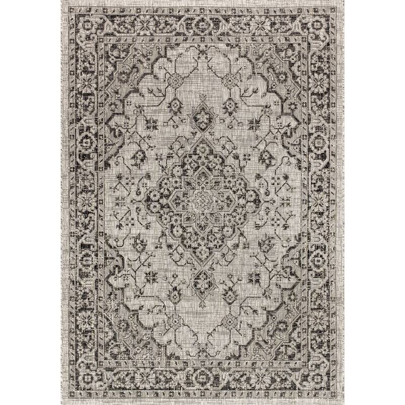 JONATHAN Y Palazzo Boho Medallion Textured Weave Indoor/Outdoor Area Rug - 2 X 8 - Gray/Navy