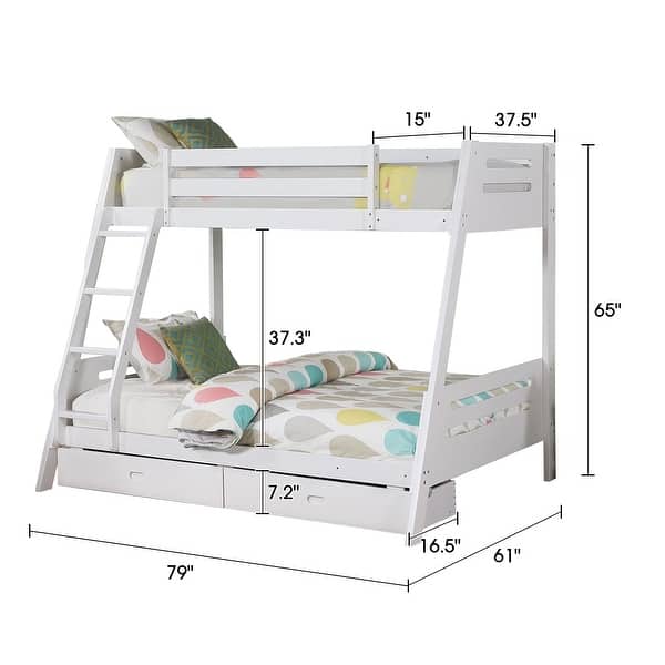 Modern White Solid Wood Twin Bunk Bed with Storage Drawers - Bed Bath ...