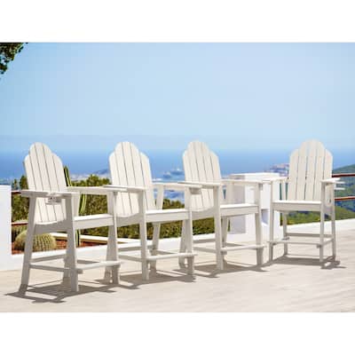 LUE BONA Outdoor Adirondack Chairs with Cup Holder Bar Height Adirondack Bar Stool with Arms for Patio, Garden, Deck (Set of 4)