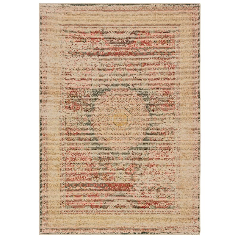 Vista Home The Gray Barn Redbone Distressed Medallion Ivory and Orange Area Rug - 9' 10" x 12' 10" - Ivory/Orange - Rectangle