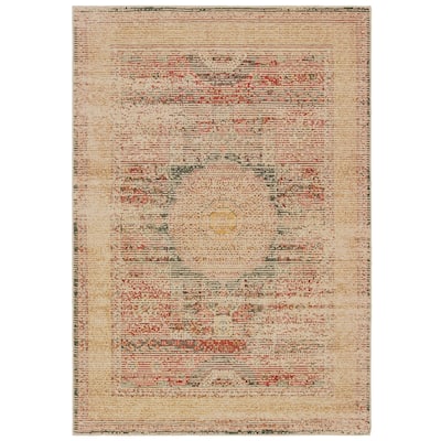Vista Home The Gray Barn Redbone Distressed Medallion Ivory and Orange Area Rug
