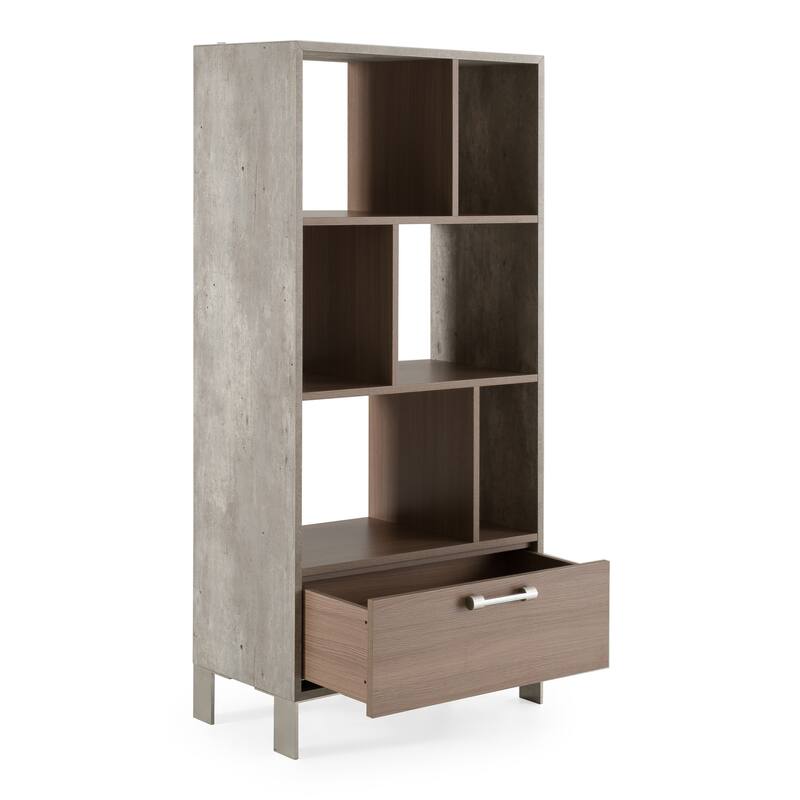 Nova Domus Boston Modern Brown Oak & Faux Concrete Bookcase