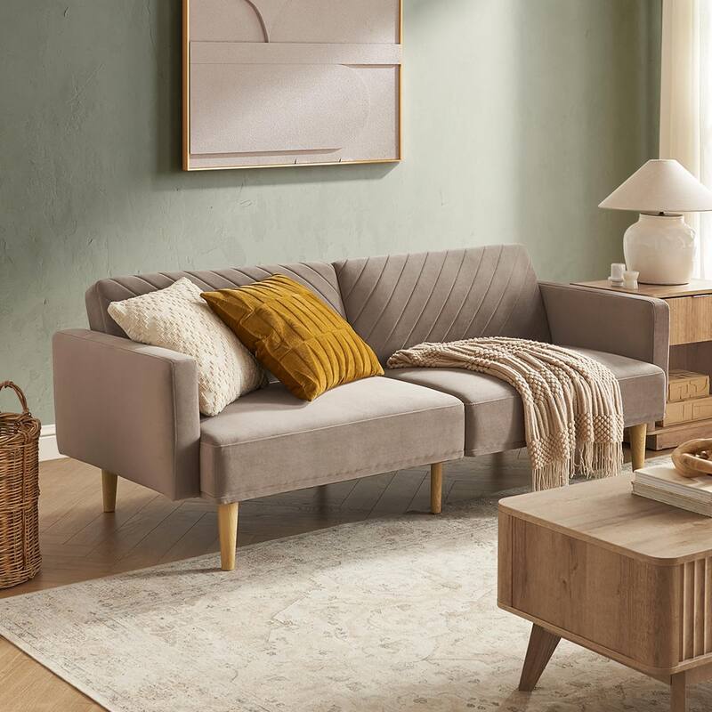 Mopio Chloe Futon Convertible Sofa Sleeper Futon - Mocha Brown (Premium) - Twin