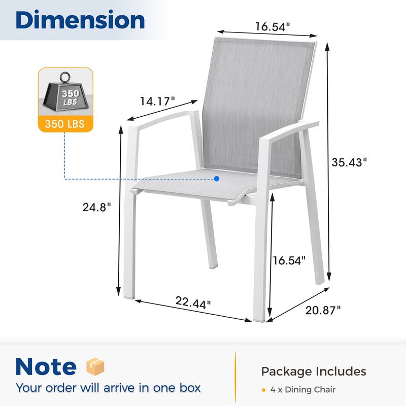 Stacking Aluminum Patio Dining Armchair (Set of 4)