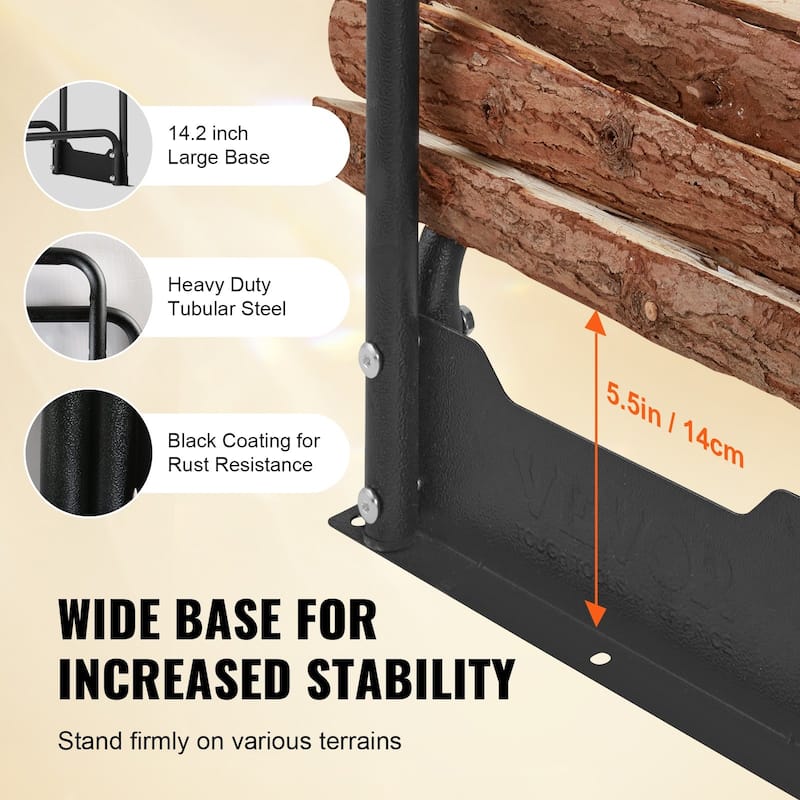 Outdoor Firewood Rack with Waterproof Cover Heavy Duty Log Holder
