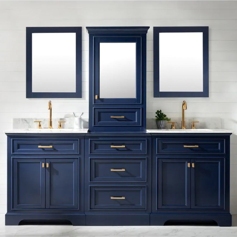 Design Element ML 84MC BLU Milano 84 Double Sink Bathroom Vanity Modular Set in Blue