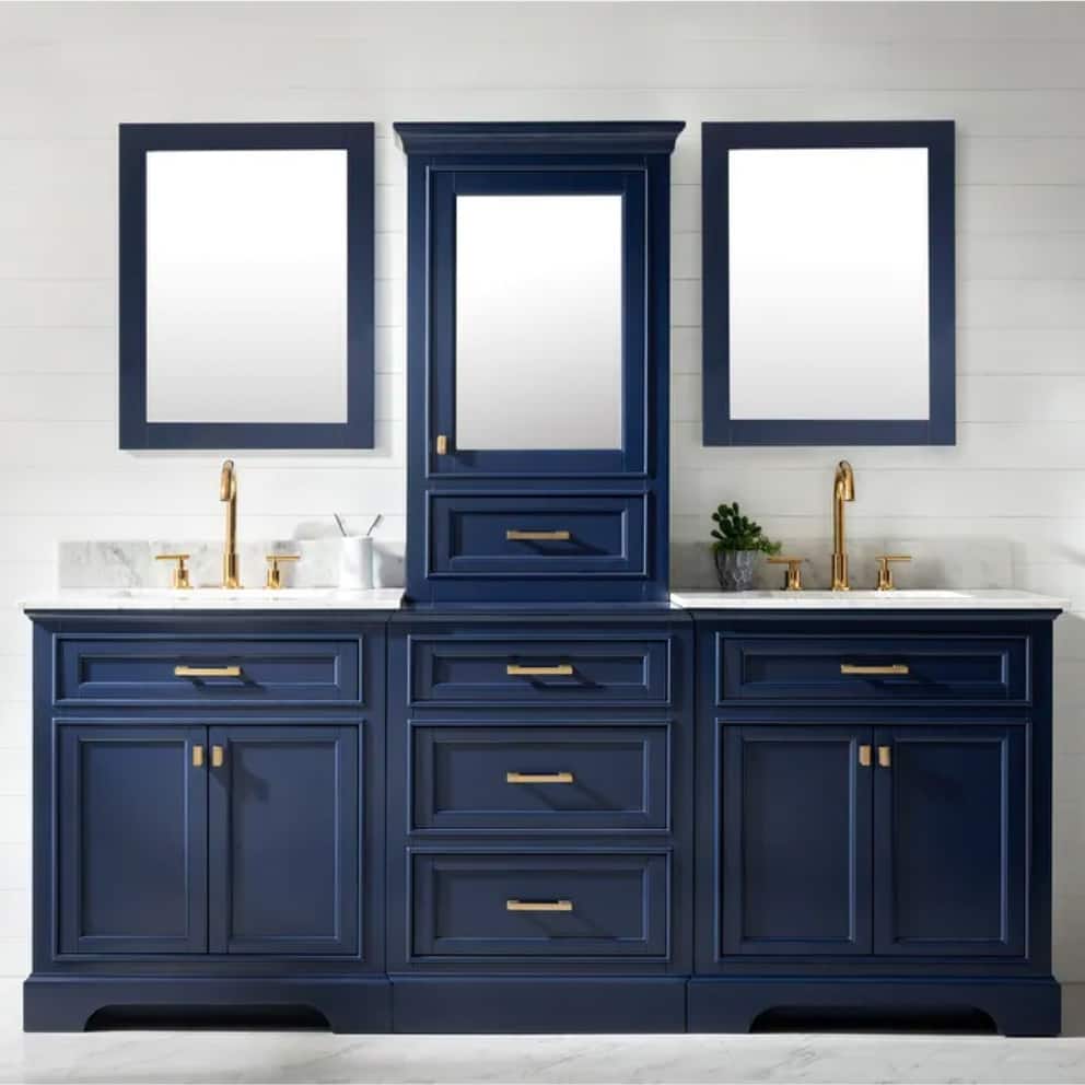 Milano 84" Double Sink Bathroom Vanity Modular Set in Blue