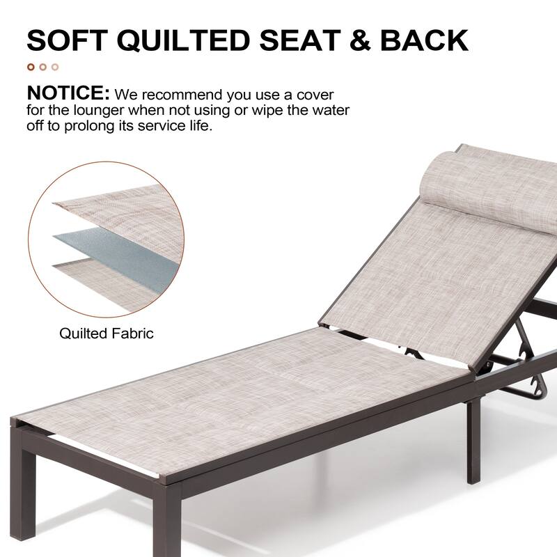Outdoor Aluminum Chaise Lounge Adjustable Foldable Lounge Chairs