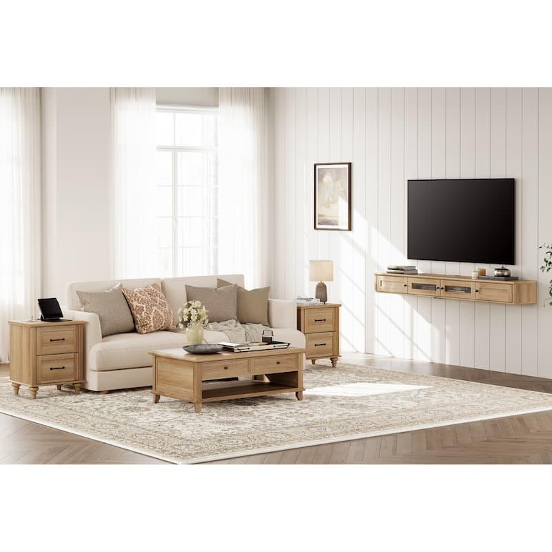 Door Floating TV Stand with Charging Station