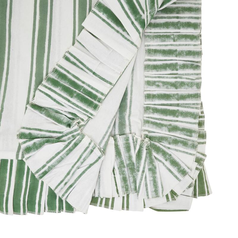 Striped Cotton Tablecloth with Fringe Detail for Relaxed Dining, Casual Entertaining, and Layered Table Styling - 70"