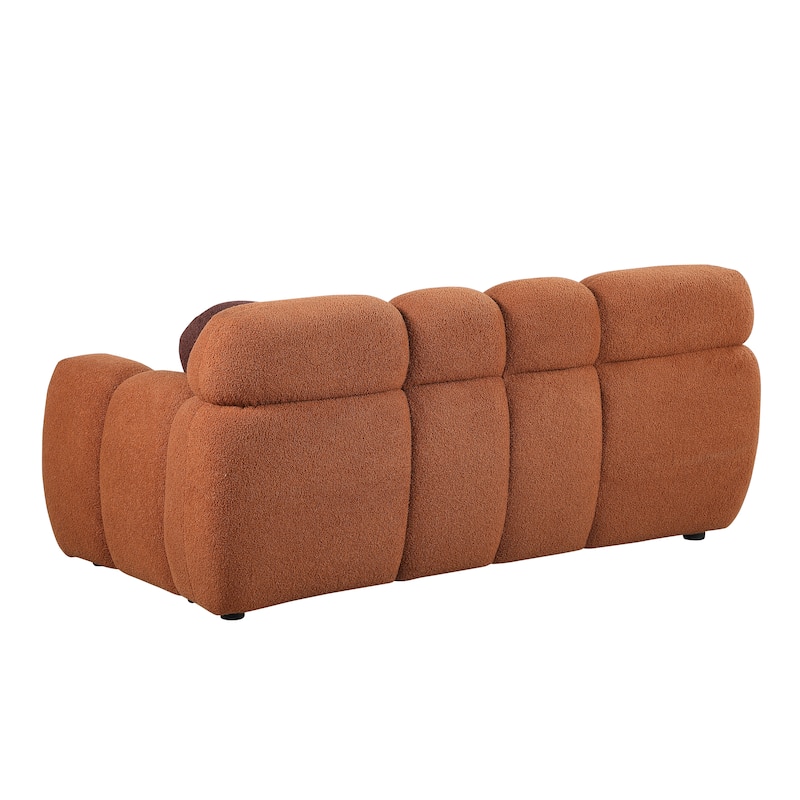 Ergonomics Loveseat Sofa Marshmallow Sofa with Deep Seating and Pillows, Light Brown Boucle Fabric 2 Seater Lounge Couch