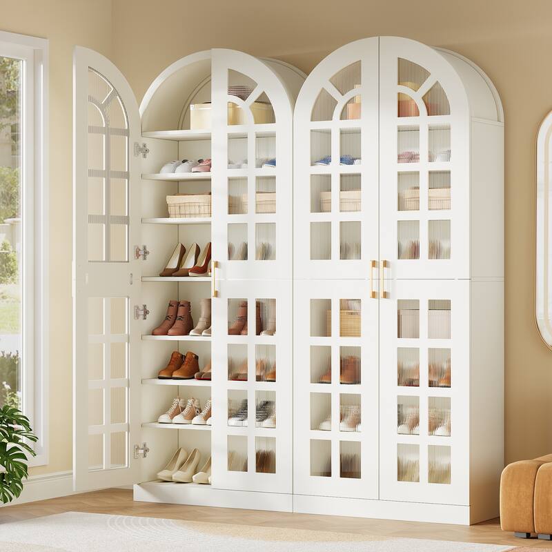 78-Inch Tall Shoe Cabinet with Acrylic Doors and Led Lights