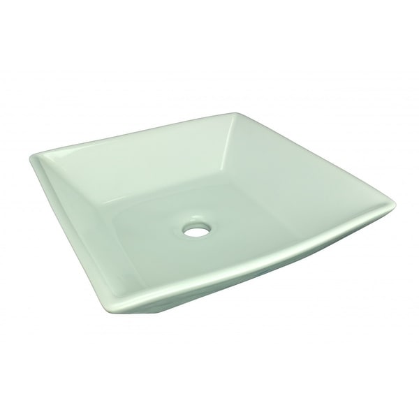 Bathroom Square Above Counter Vessel Sink White Porcelain Art Basin