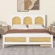 preview thumbnail 3 of 12, Queen Size Wood Storage Platform Bed with Rattan Headboard