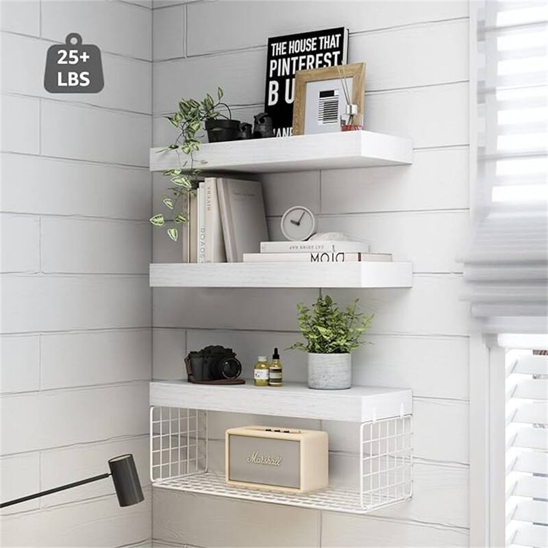 Toilet Paper Holder Small 16 inch Set of 3 - 6.7"D x 15.7"W x 1.5"H - Black