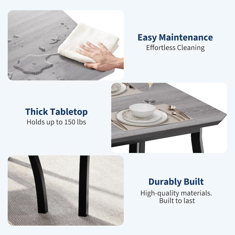 3 Piece Dining Table Set, with Metal Frame & Wood Tabletop