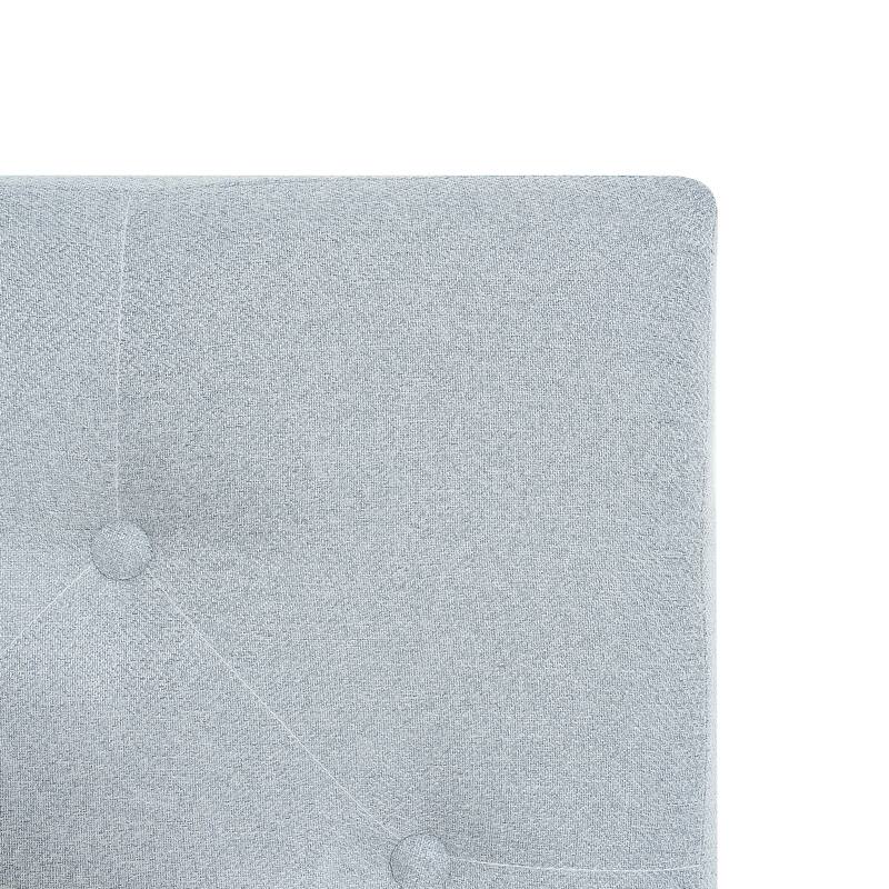 Light Gray Twin Size Upholstered Platform Bed Frame with Button Tufted Linen Fabric Headboard