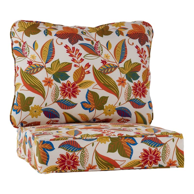 Outdoor 2-Piece Reversible Deep Seat Cushion Set (Cushions Only) - Esprit Floral