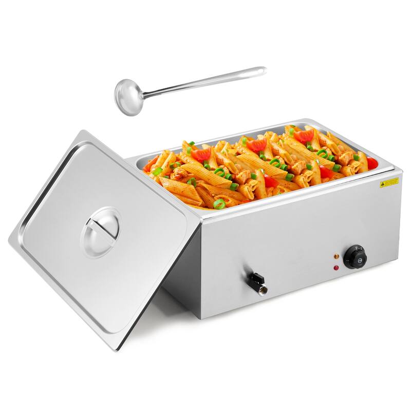21QT Electric Commercial Food Warmer, Stainless Steel Bain Marie Steam Table Countertop Soup Station for Parties Buffet - 1 Pan