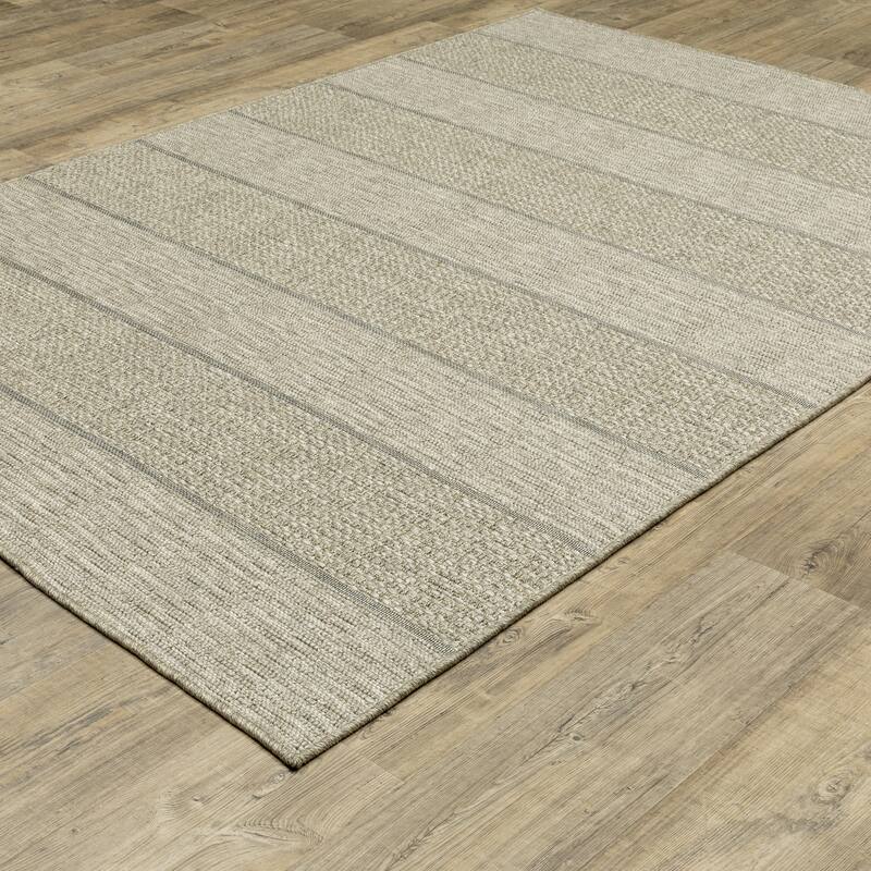 Vista Home Tangelo Broad Stripe Tan/Beige Ultimate Performance Area Rug.