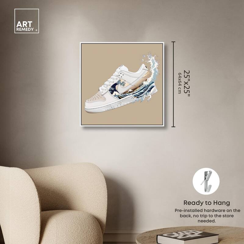 Great Wave Sneaker Splash Canvas by Art Remedy